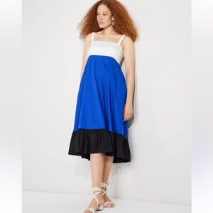 Kate Spade NWT New York Colorblock Al Fresco Midi Dress in the color Blueberry.